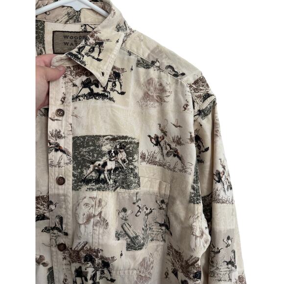 Woods & Water Outfitters Button Up Work Shirt Hunting Dogs and Ducks Size Large - Picture 9 of 9